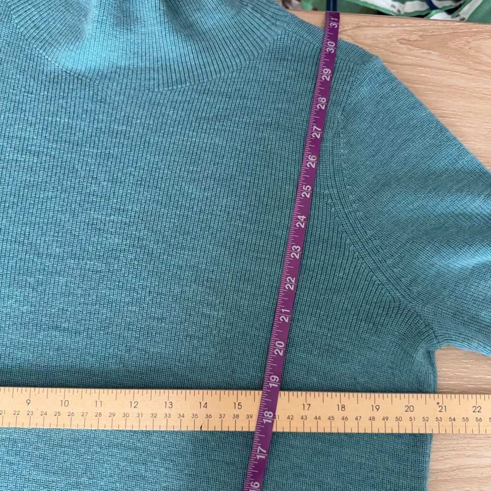 Eileen Fisher Medium Glasier Extra Fine Merino Wool Turtleneck Tunic Teal Relax - Picture 5 of 6